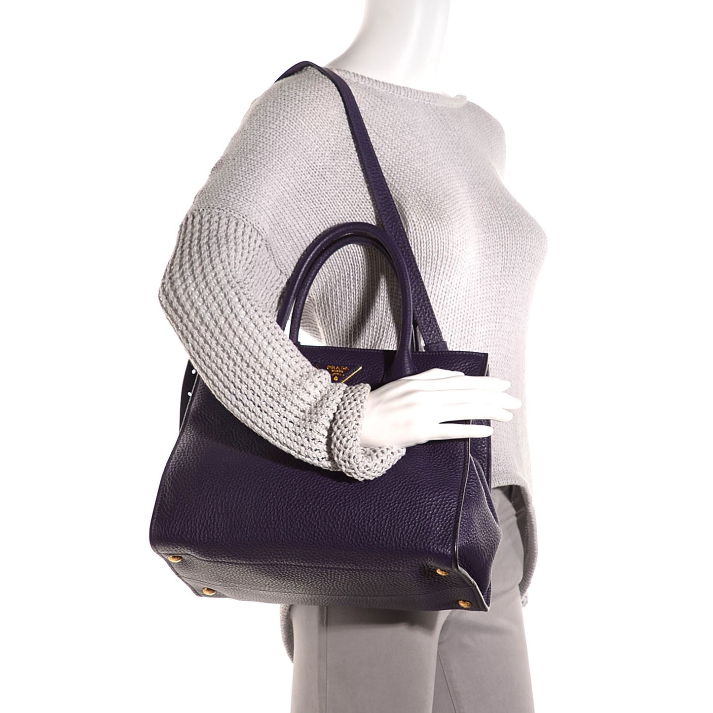 Vitello Daino Twin Pocket Tote Viola