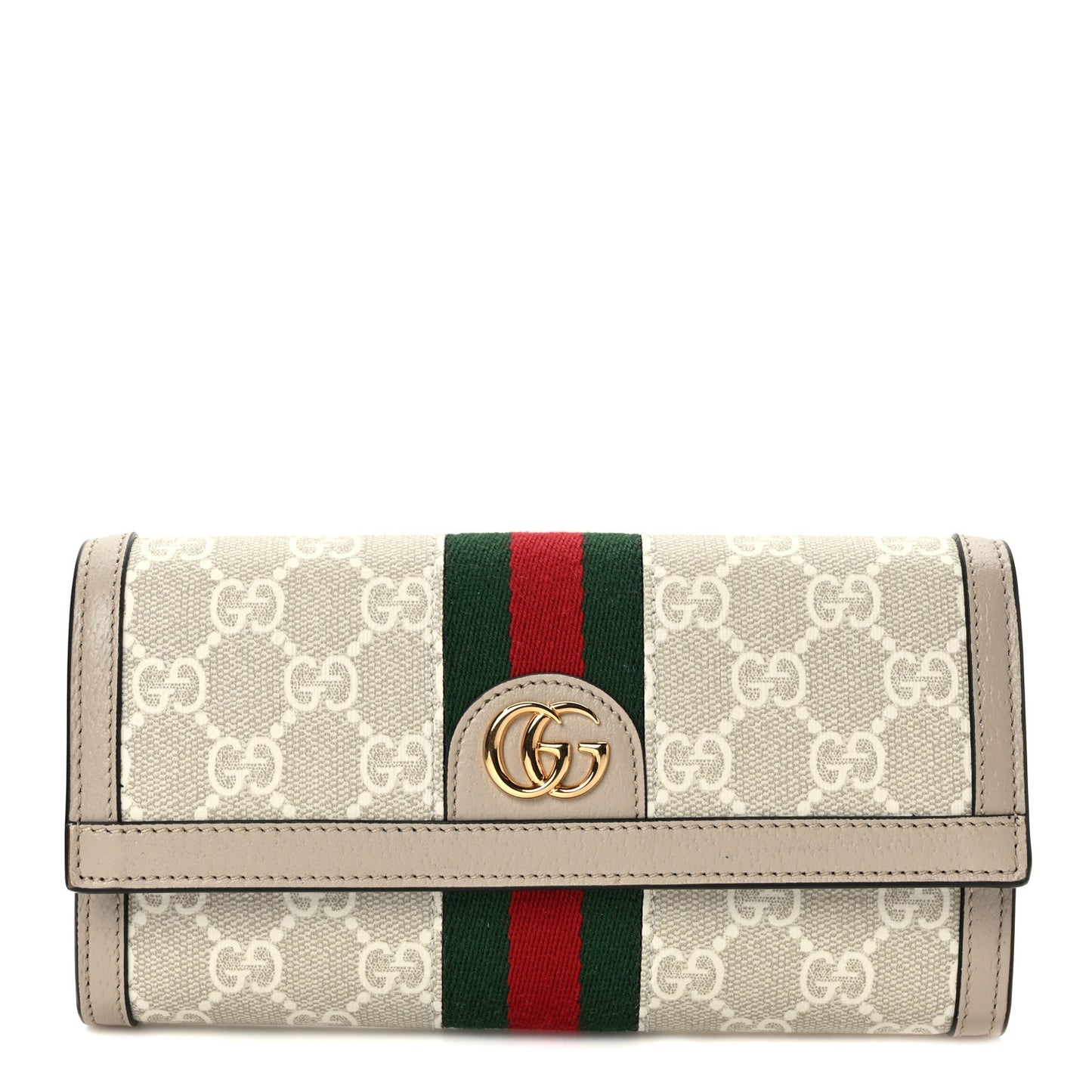 GG Supreme Monogram Web Ophidia Continental Wallet Beige Mystic White Oatmeal