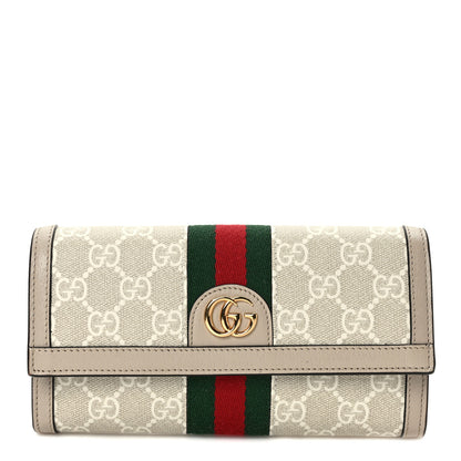 Gucci GG Supreme Monogram Web Ophidia Continental Wallet Beige Mystic White Oatmeal 1 of 7