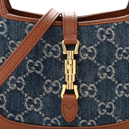 Gucci New Denim GG Monogram Calfskin Mini Jackie 1961 Hobo Blue Tea Cuir 8 of 10
