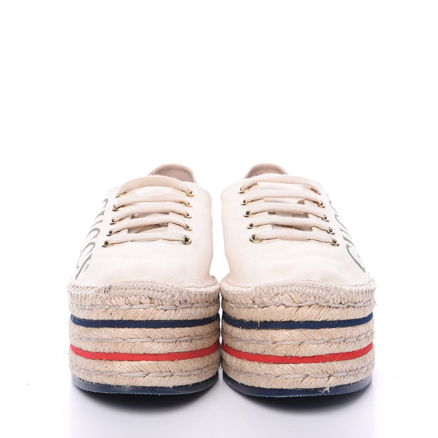 Canvas Logo Lace-Up Platform Espadrilles 39.5 Greggio Grege