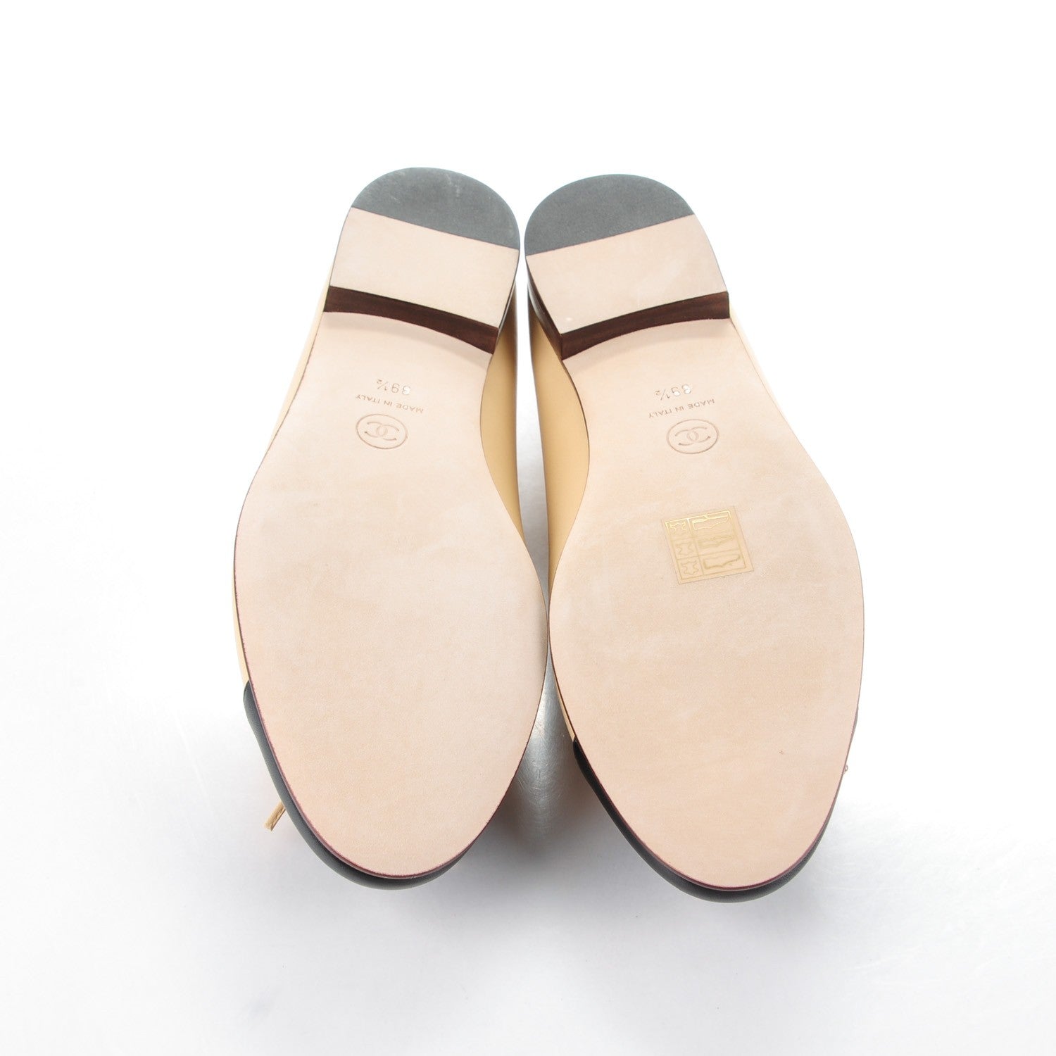Chanel Lambskin Cap Toe Ballerina Flats 39.5 Beige Black 5 of 7