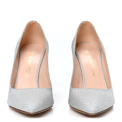 Louis Vuitton Glitter Fabric Blossom Pumps 37 Silver 3 of 10