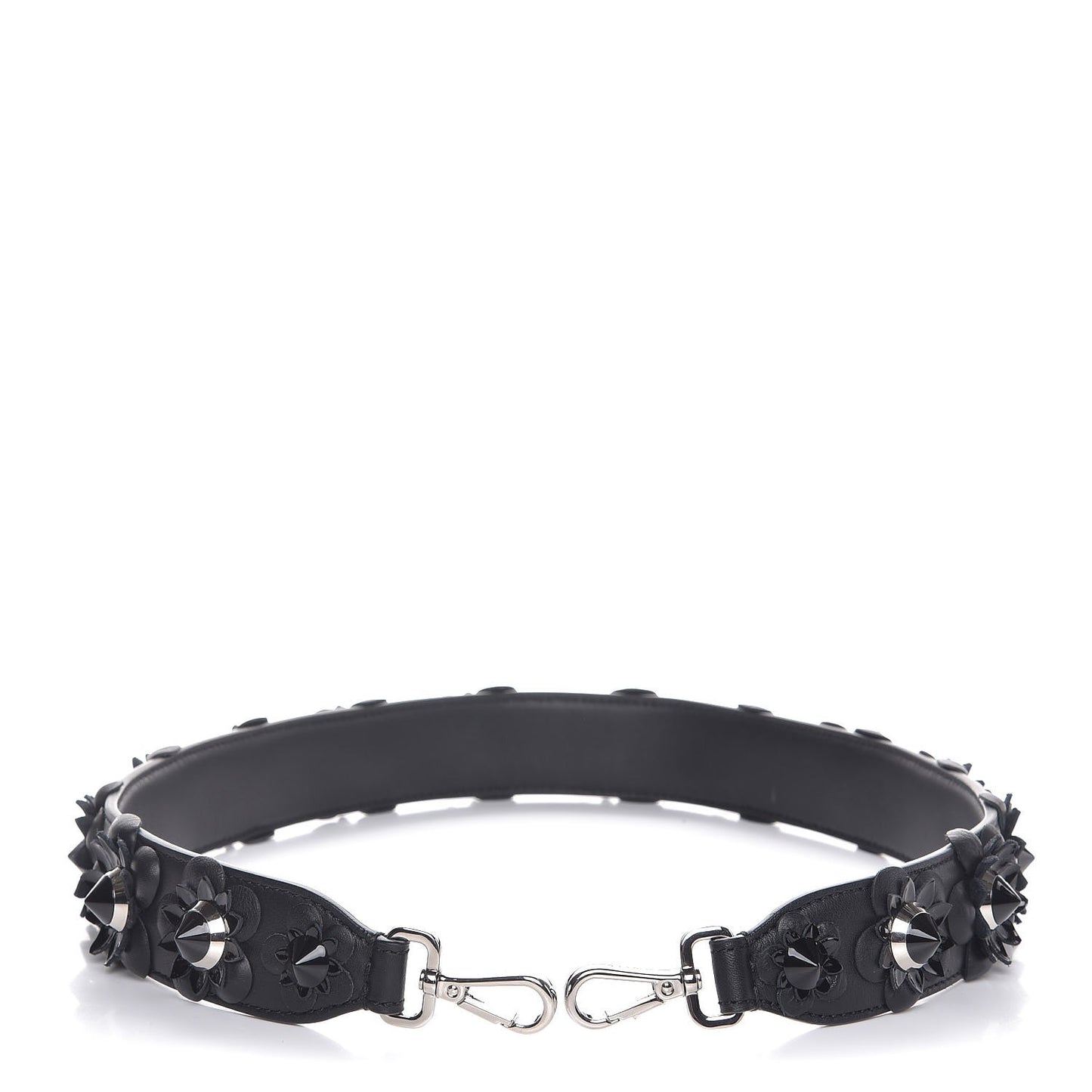Vitello Dolce Nappa Patent Flowerland Studded Strap You Black