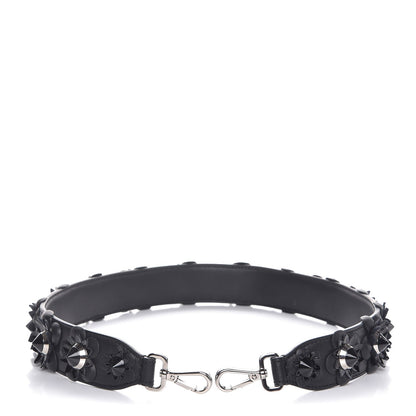 Fendi Vitello Dolce Nappa Patent Flowerland Studded Strap You Black 1 of 4