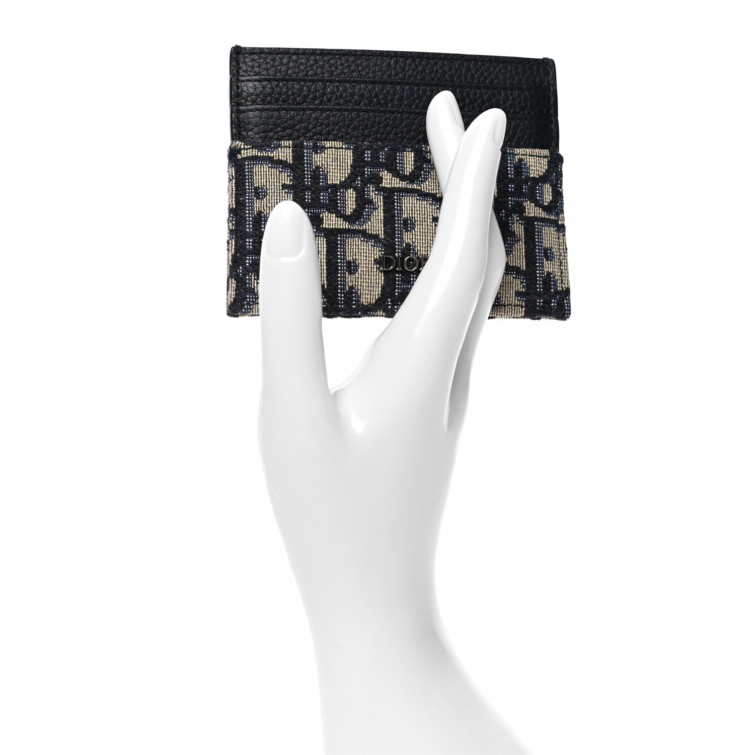 Christian Dior Grained Calfskin Oblique Card Holder Black 2 of 8