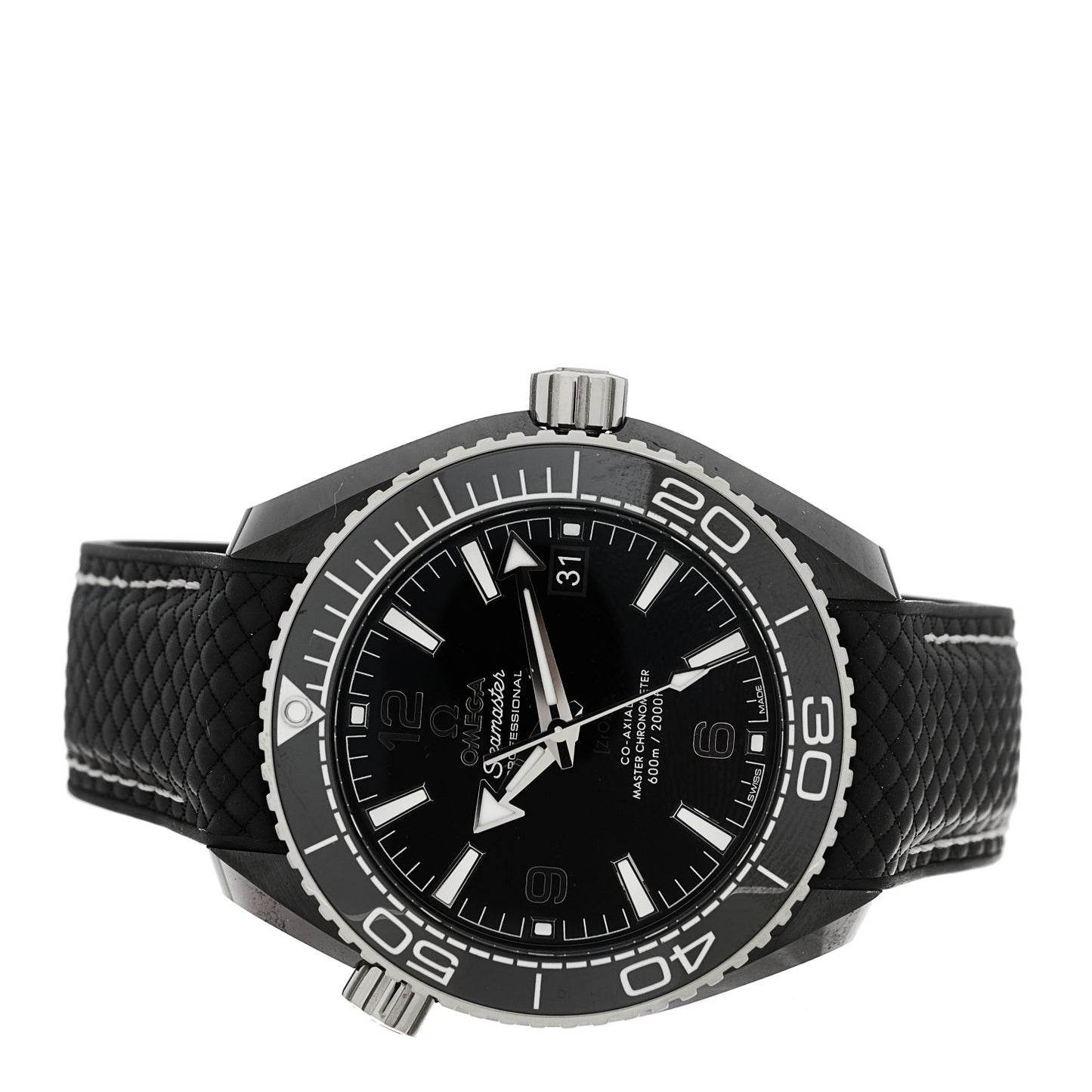 Ceramic 18K White Gold Rubber 39.5mm Seamaster Planet Ocean 600M Automatic Watch Black 215.92.40.20.01.001