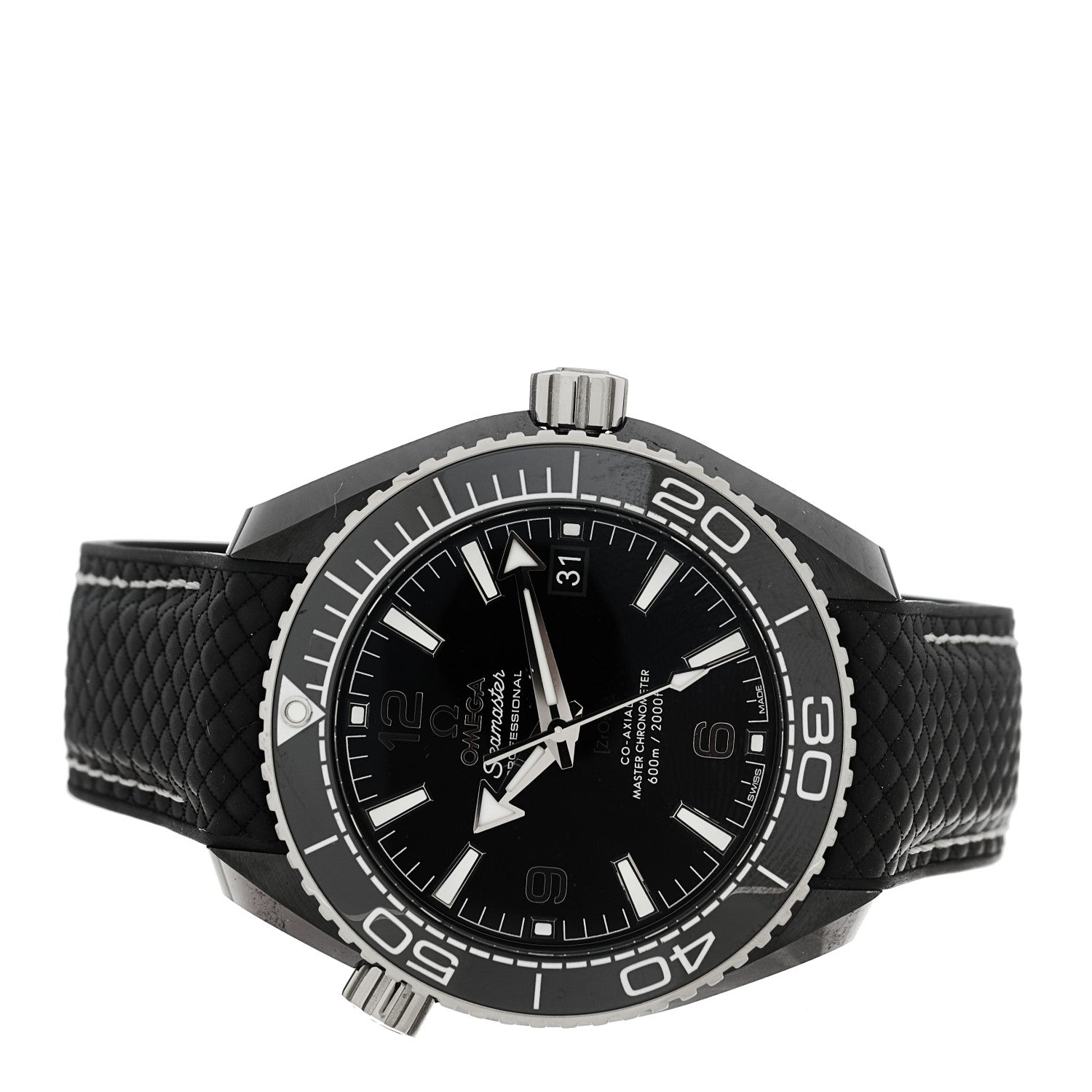Omega Ceramic 18K White Gold Rubber 39.5mm Seamaster Planet Ocean 600M Automatic Watch Black 215.92.40.20.01.001 2 of 5