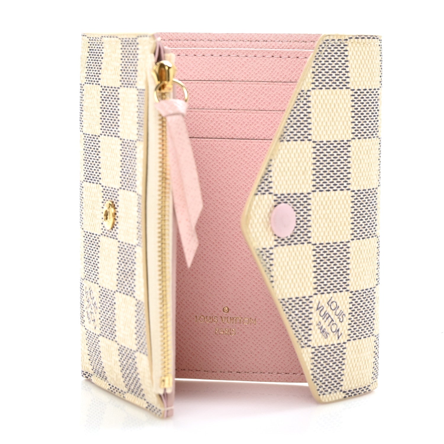 Louis Vuitton Damier Azur Victorine Wallet Rose Ballerine 5 of 8