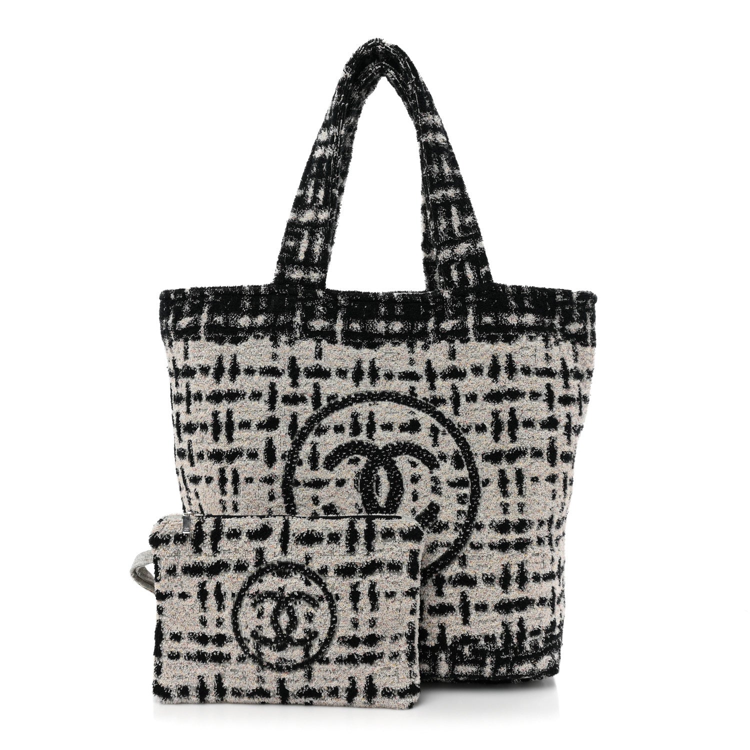 Chanel Terry Cotton CC Beach Tote Towel Set White Black 4 of 11