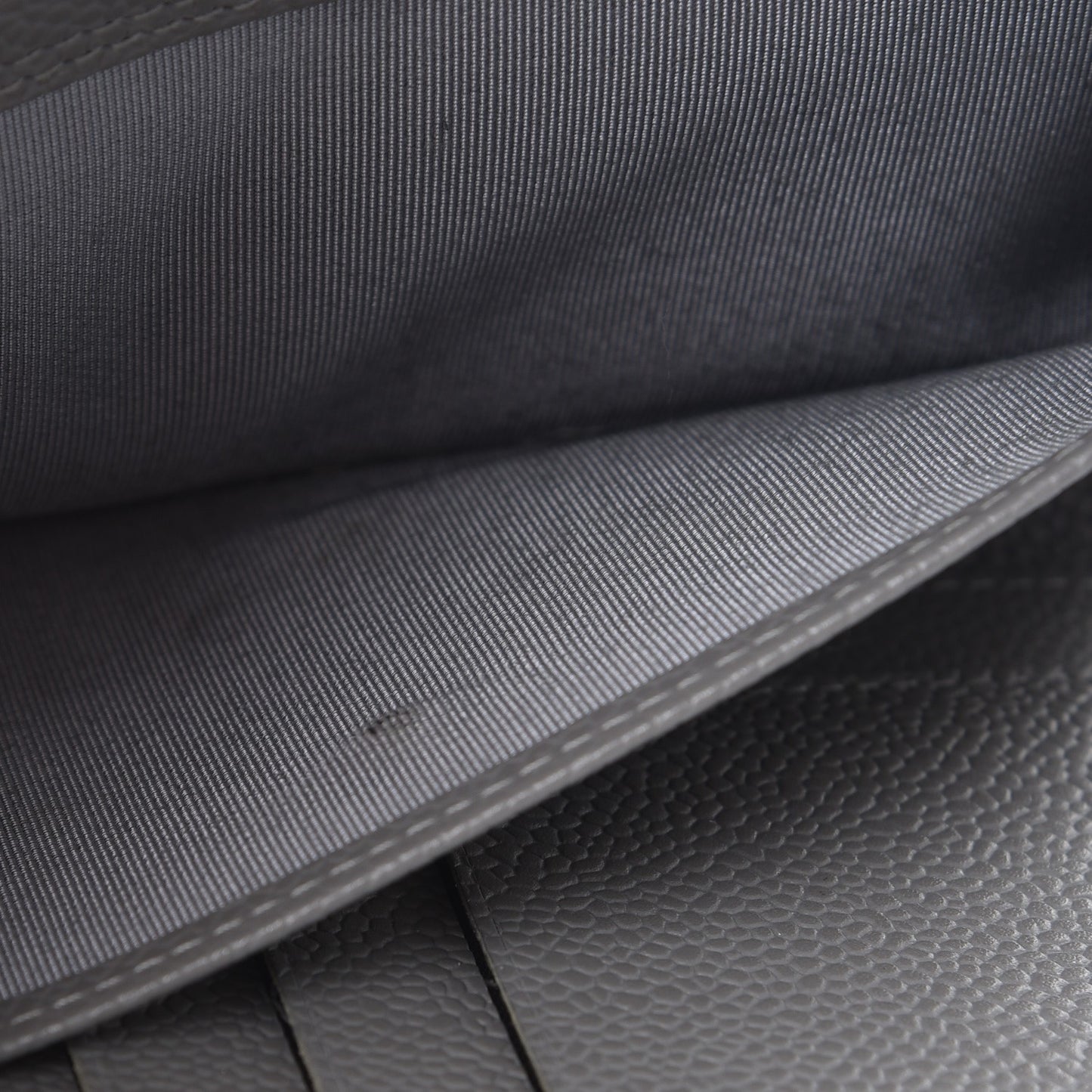 Caviar Quilted Large Flap Wallet Grey