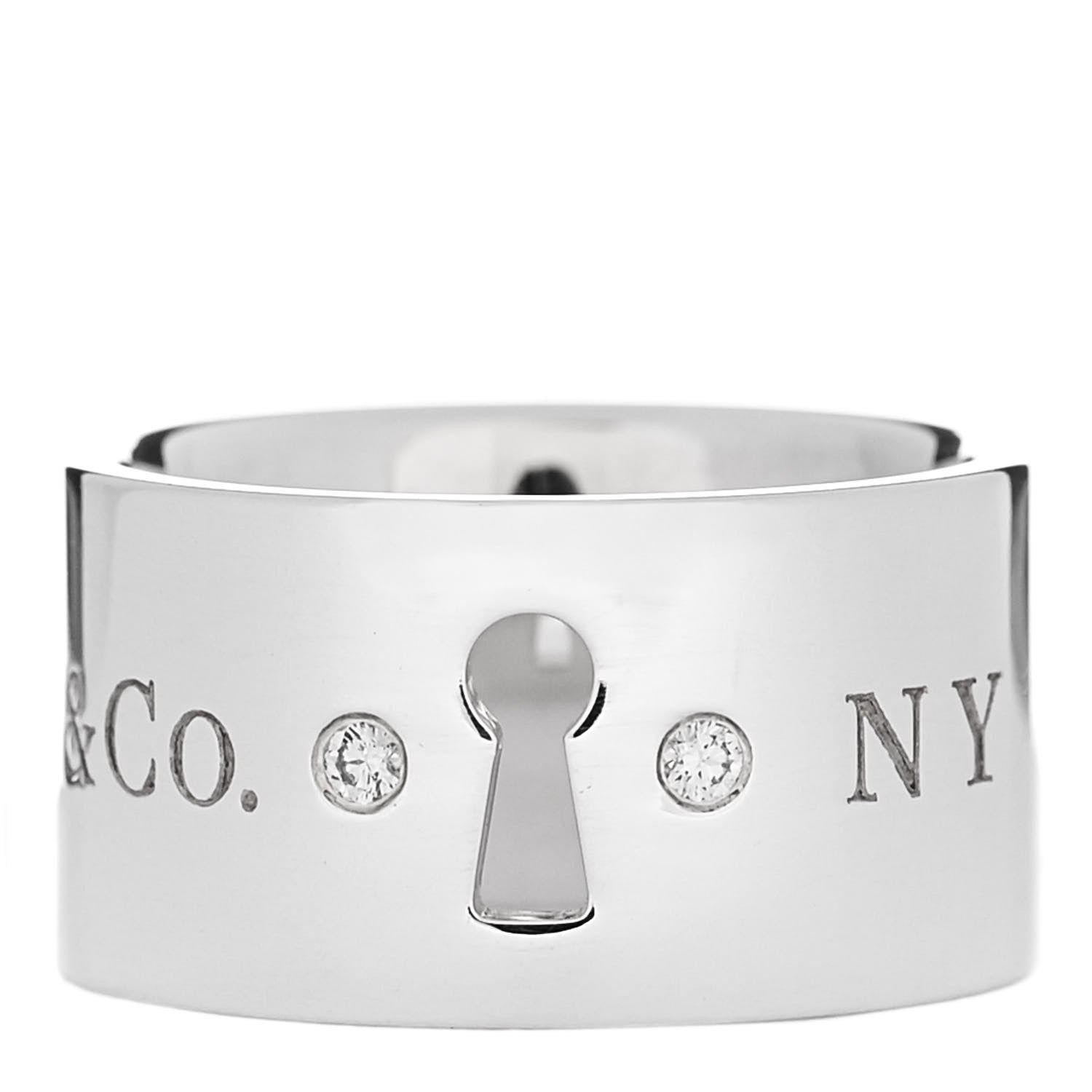 Tiffany Sterling Silver Diamond Wide Locks Band Ring 47 4 1 of 5