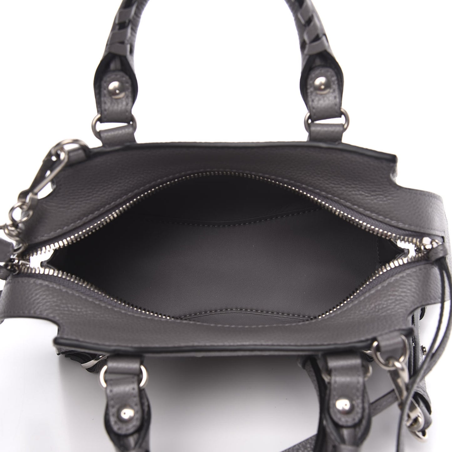 Grained Calfskin Neo Classic Silver Hardware Mini City Dark Grey