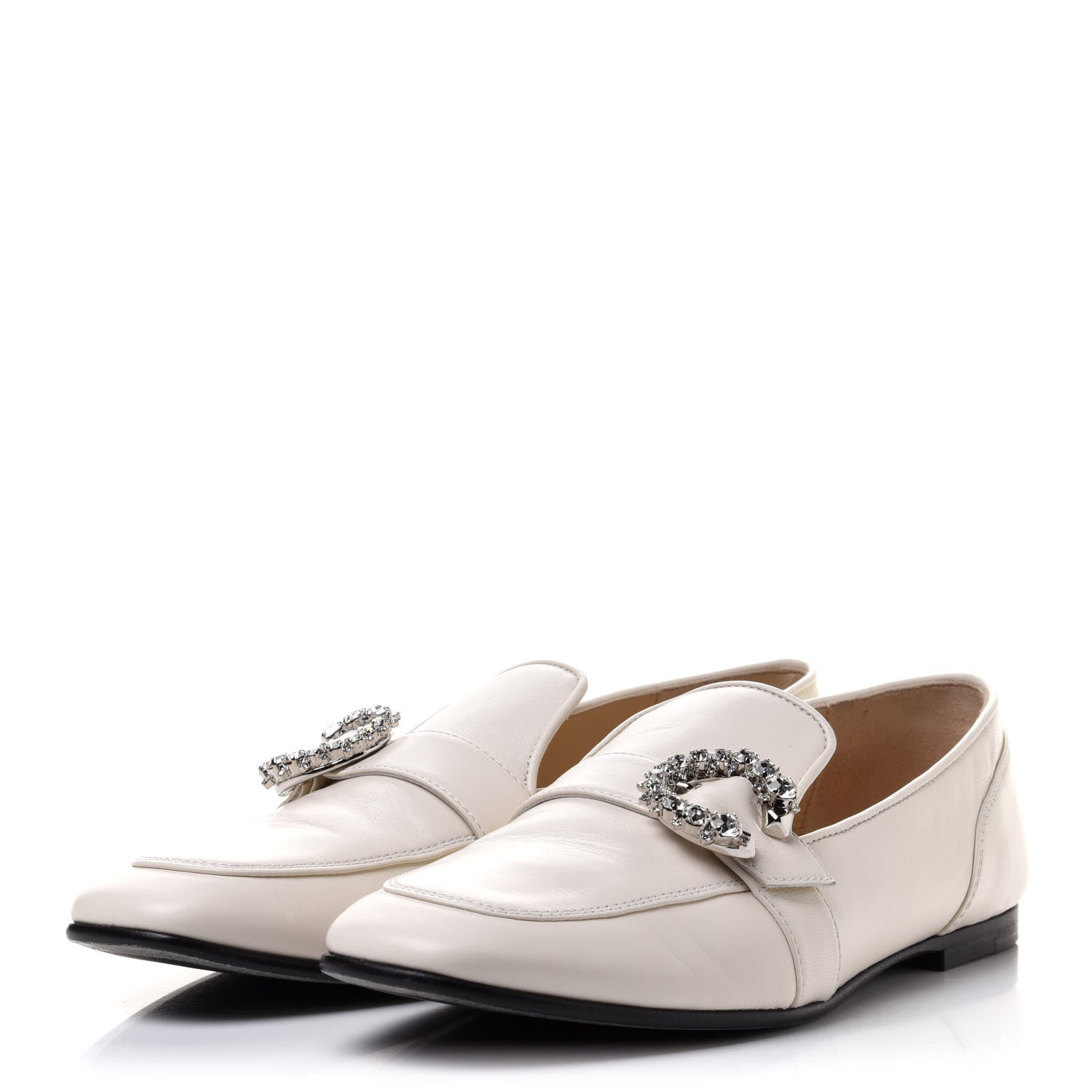 Jimmy Choo Nappa Crystal Mani Flat Loafer 39.5 Latte 3 of 12