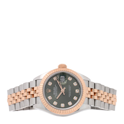 Rolex Stainless Steel 18K Everose Gold Diamond 28mm Oyster Perpetual Datejust Watch Green 279171 2 of 5