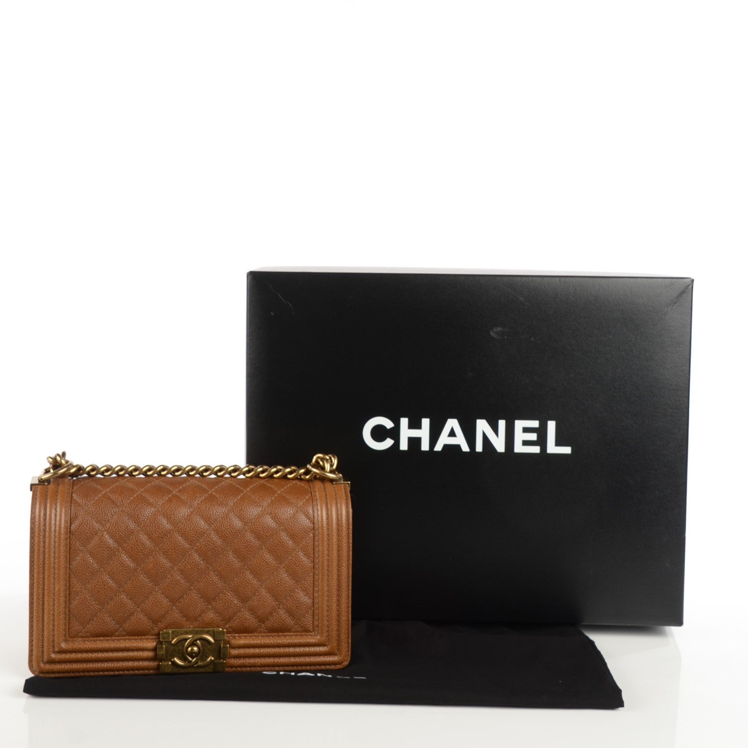Chanel Caviar Quilted Medium Boy Flap Light Brown 5 of 9