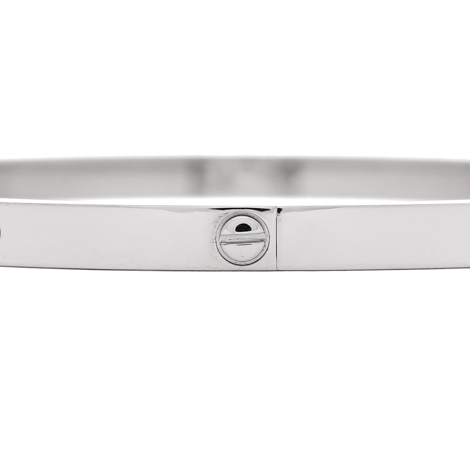 Cartier 18K White Gold Small LOVE Bracelet 18 6 of 8