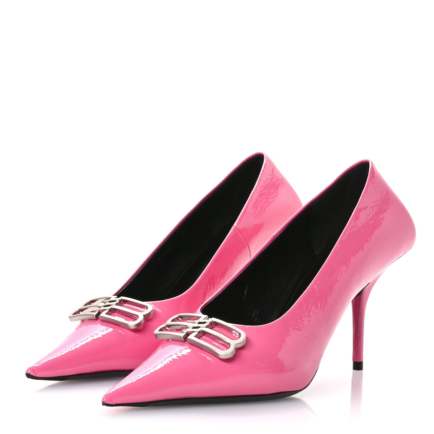 Shiny Calfskin BB Square Knife 80mm Pumps 37 Sweet Pink