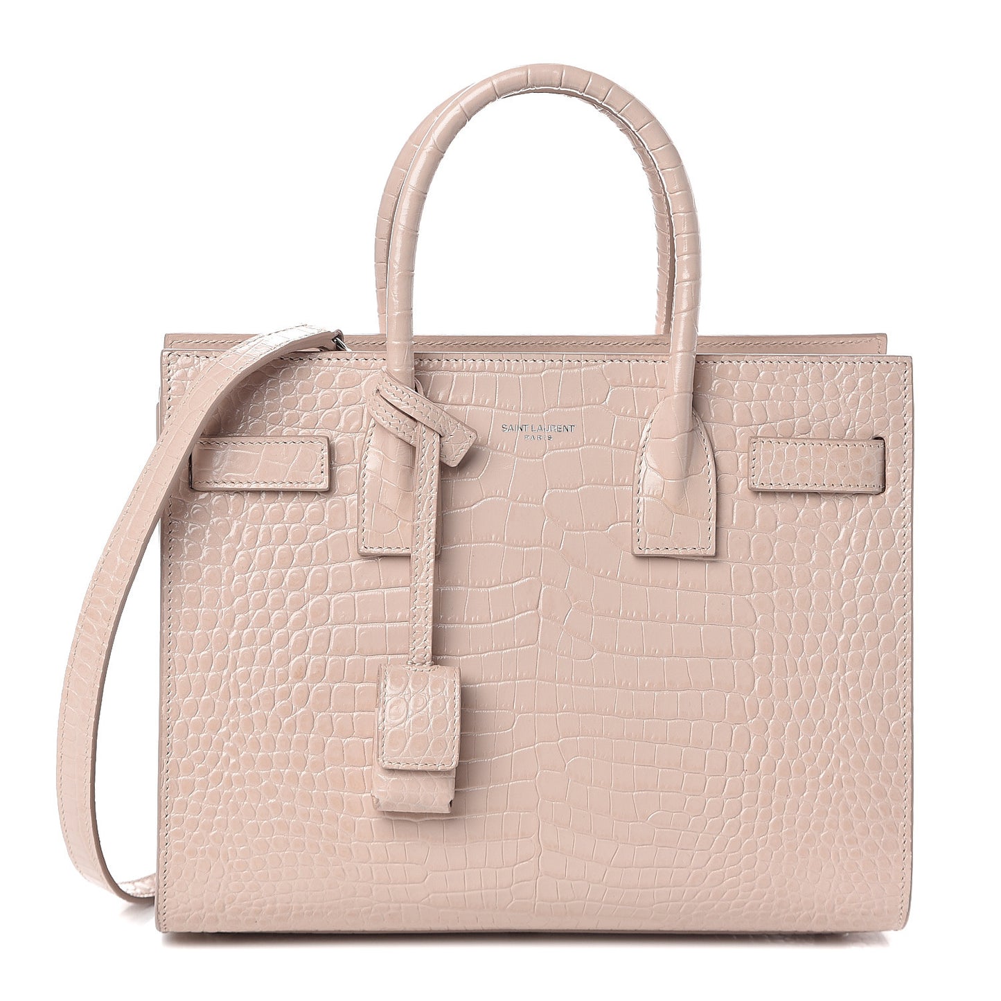 Calfskin Crocodile Embossed Baby Sac De Jour Rose Antic
