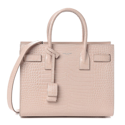 Saint Laurent Calfskin Crocodile Embossed Baby Sac De Jour Rose Antic 1 of 10