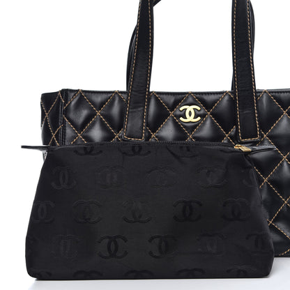 Chanel Calfskin Contrast Stitch Surpique Tote Black 3 of 13