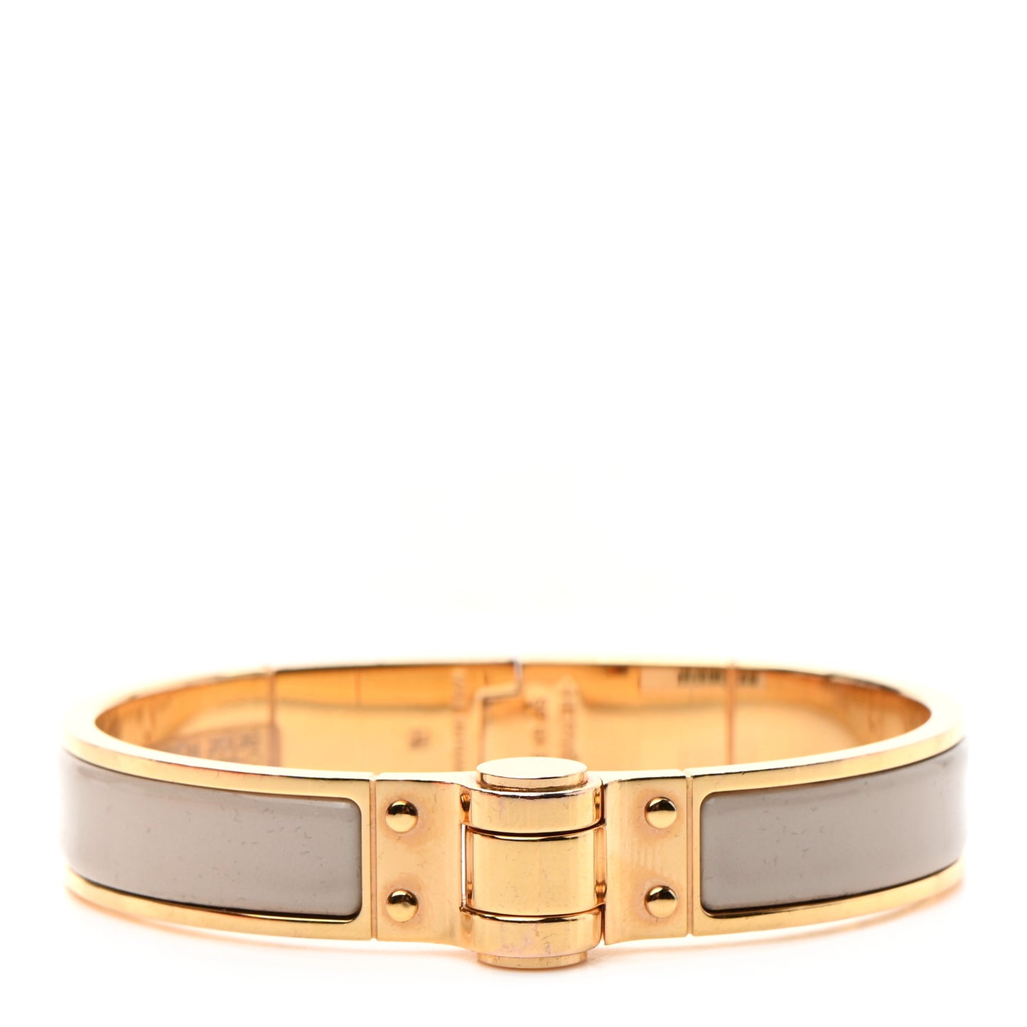 Enamel Charniere Uni Narrow Hinged Bracelet S Beige Rose