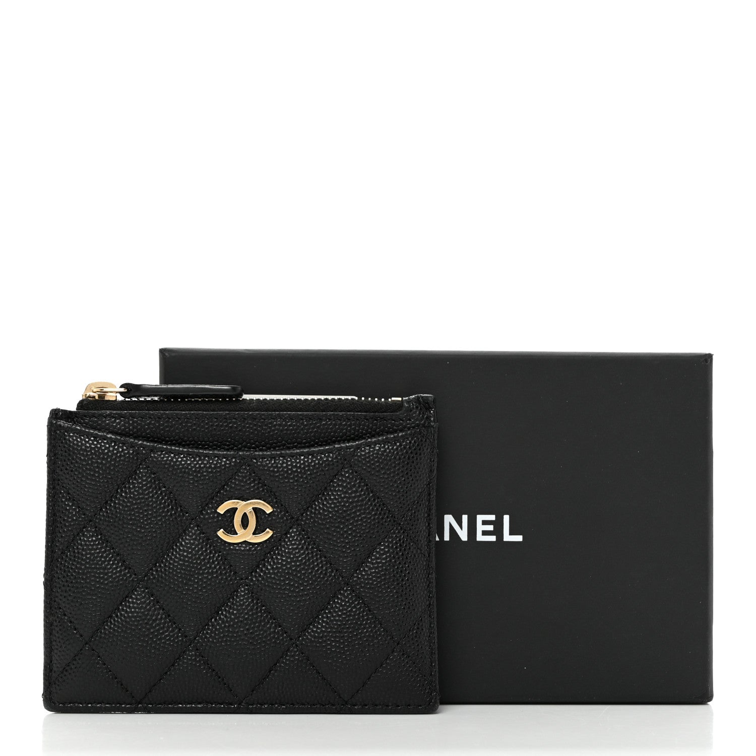 Chanel Caviar Quilted CC Zip Card Holder Black 3 of 8