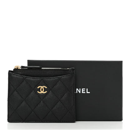 Chanel Caviar Quilted CC Zip Card Holder Black 3 of 8
