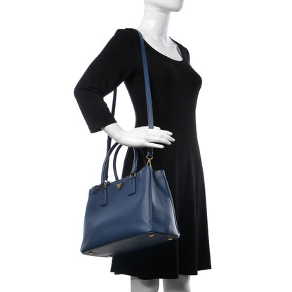 Prada Saffiano Lux Medium Tote Bluette 2 of 18
