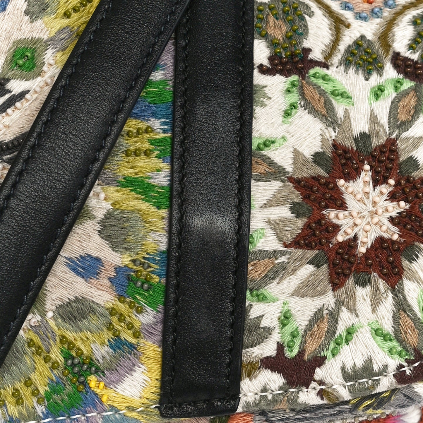 Canvas Embroidered Kaleidiorscopic Saddle Bag Multicolor