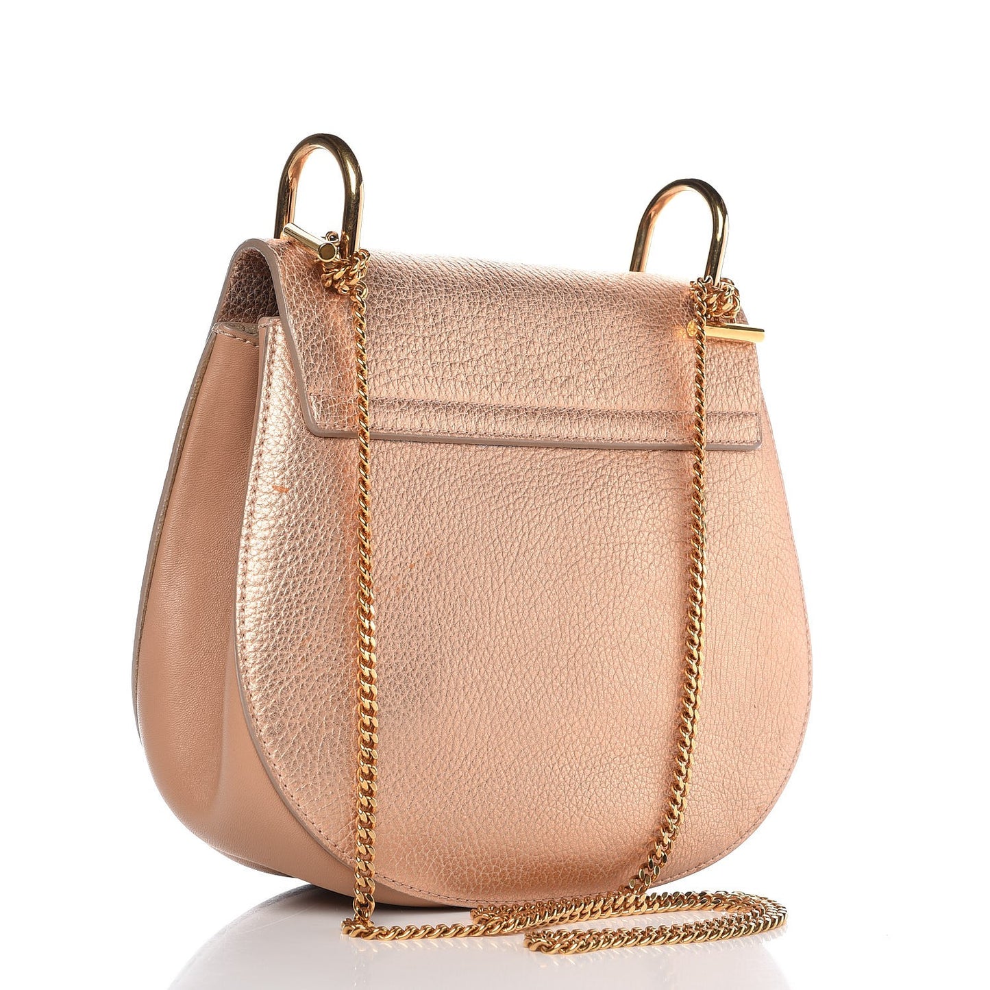 Metallic Goatskin Medium Drew Shoulder Bag Rose Gold