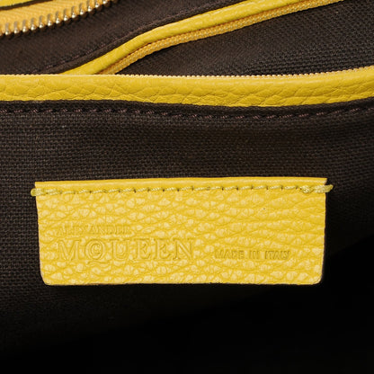 Alexander McQueen Pebbled Calfskin Large Skull Padlock Zip Around Tote Yellow 6 of 10