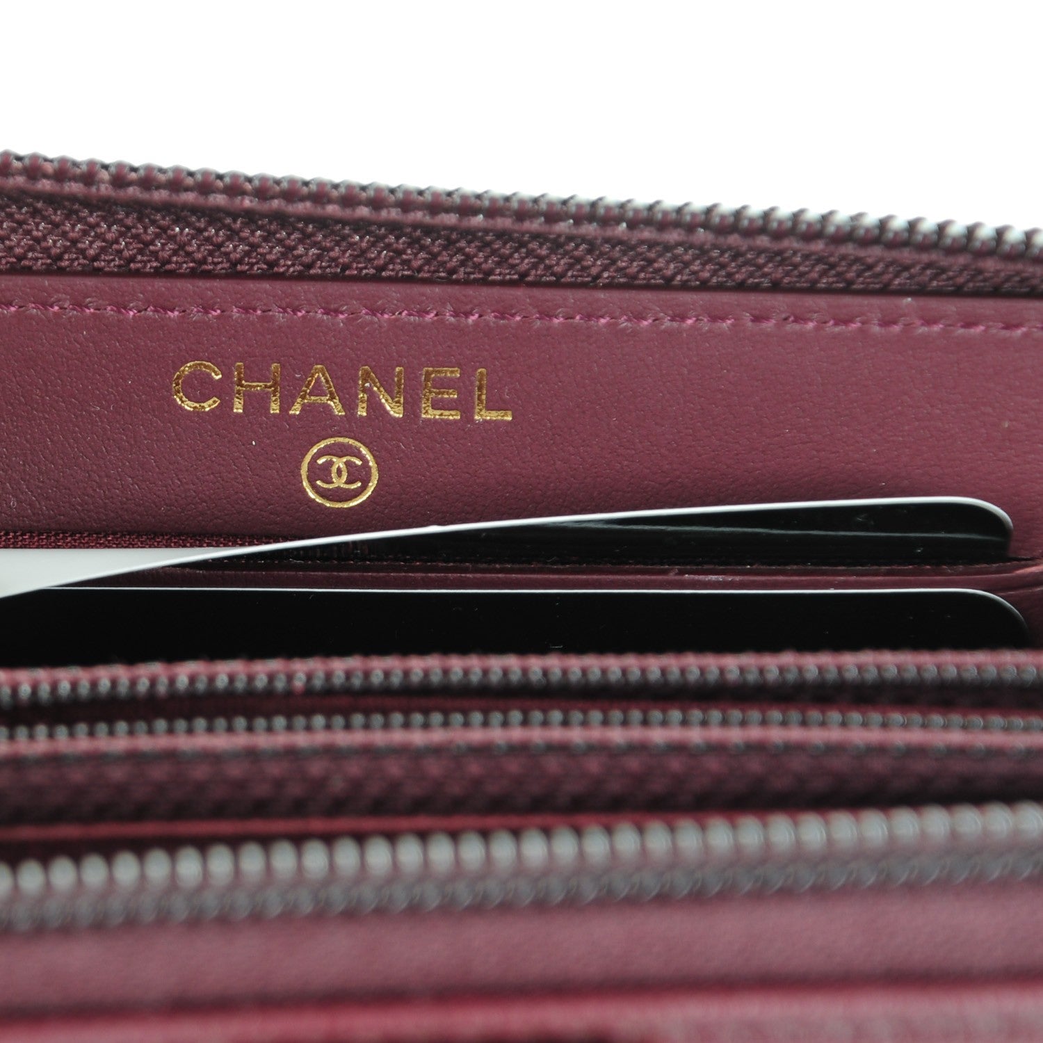 Chanel Caviar Quilted Boy Small Zip Around Wallet Dark Purple 6 of 8