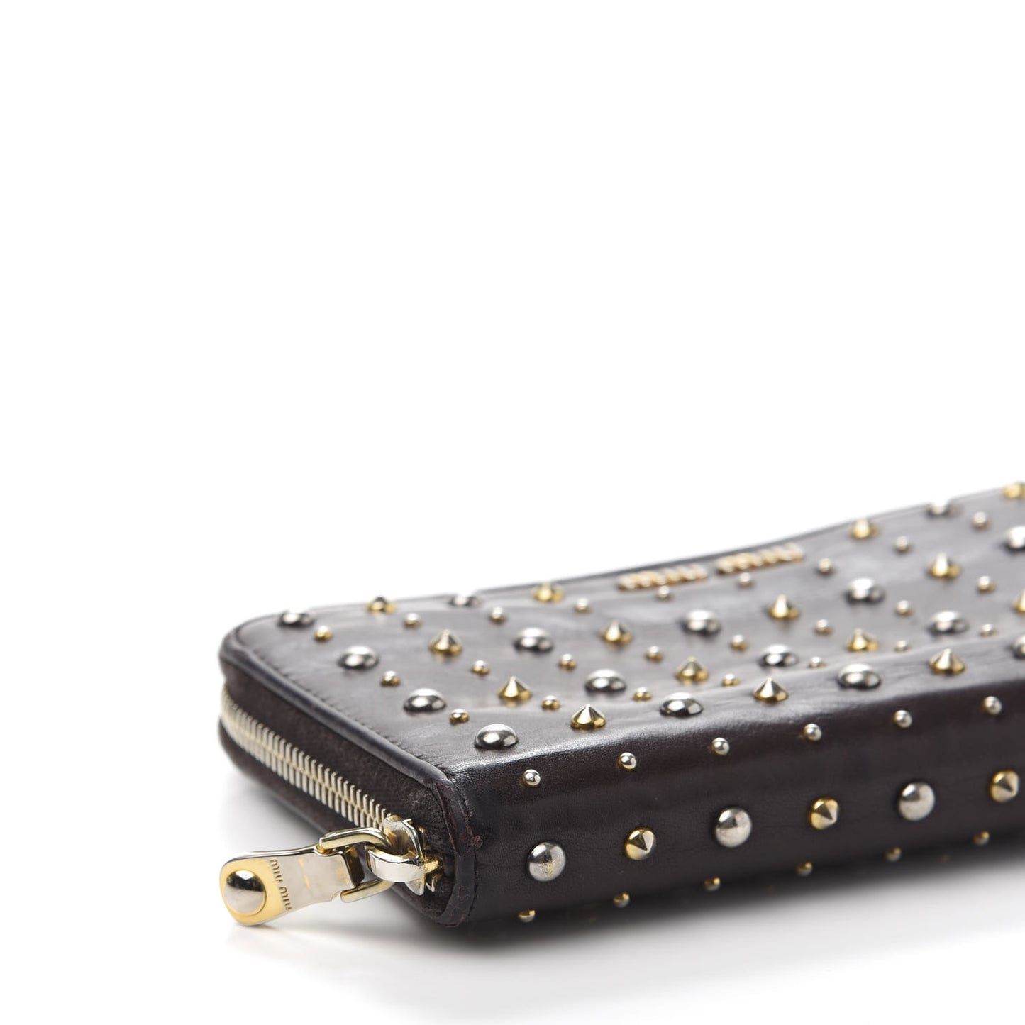 Nappa Studded Zip Around Wallet Prugna