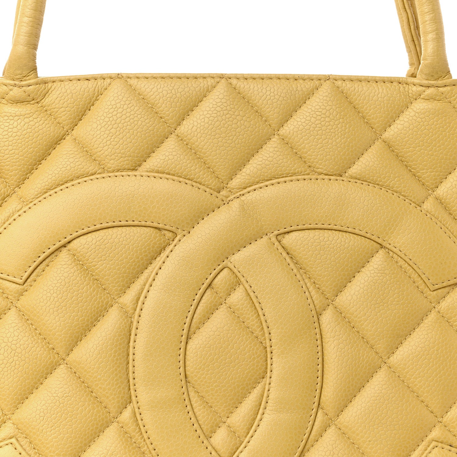 Chanel Caviar Quilted Medallion Tote Yellow 9 of 12