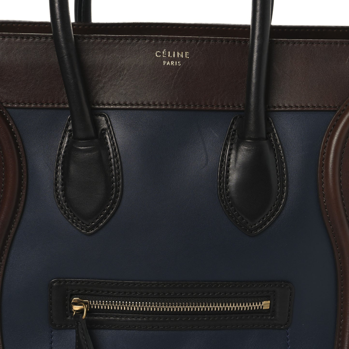 Smooth Calfskin Mini Tri-Color Luggage Navy