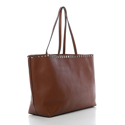 Valentino Garavani Grained Calfskin Rockstud Shoulder Tote Bright Cognac 3 of 14