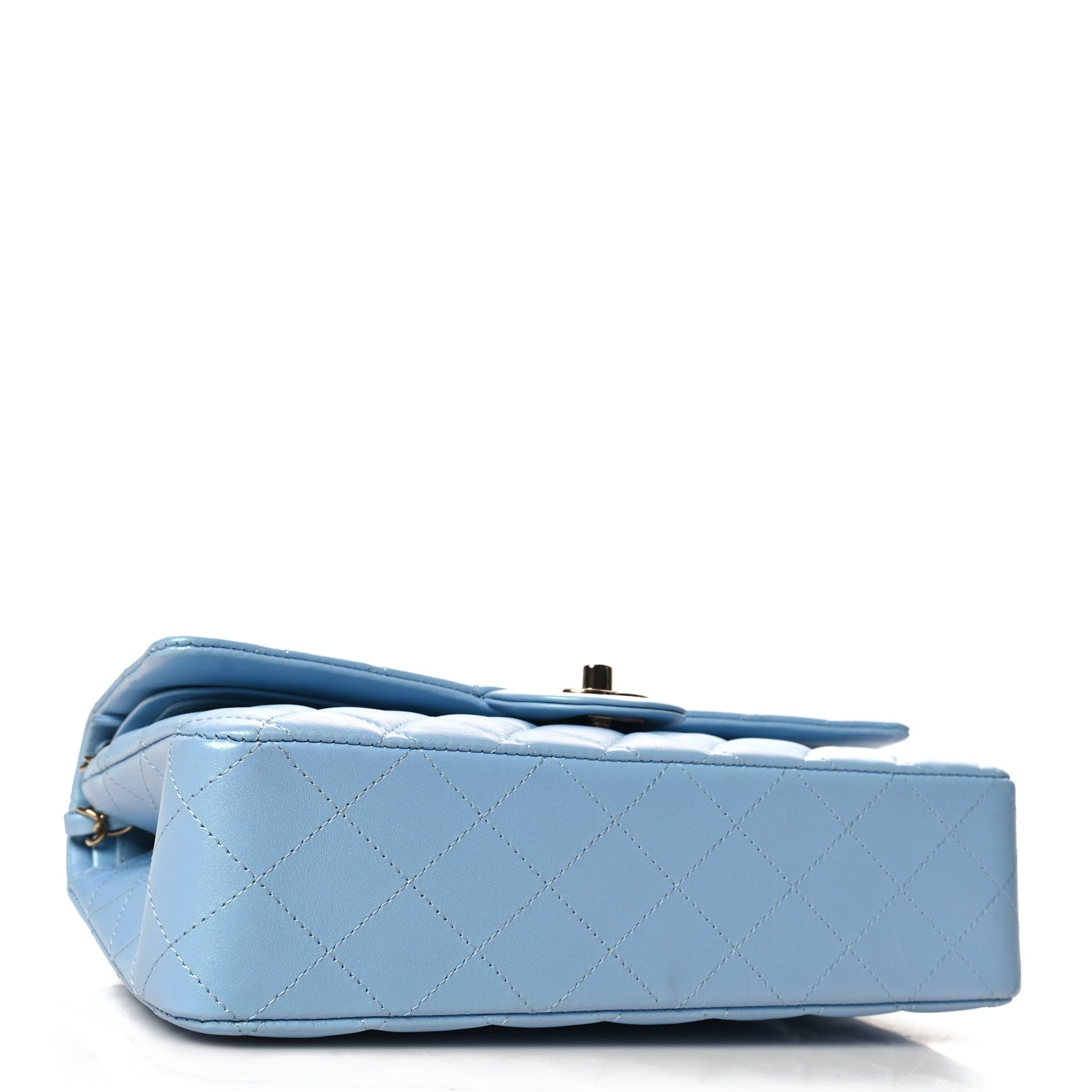 Chanel Iridescent Lambskin Quilted Medium Double Flap Light Blue 4 of 10