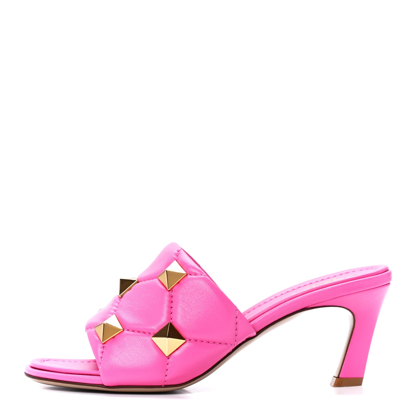 Nappa Quilted Roman Stud 65mm Slide Sandals 37 Feminine Pink