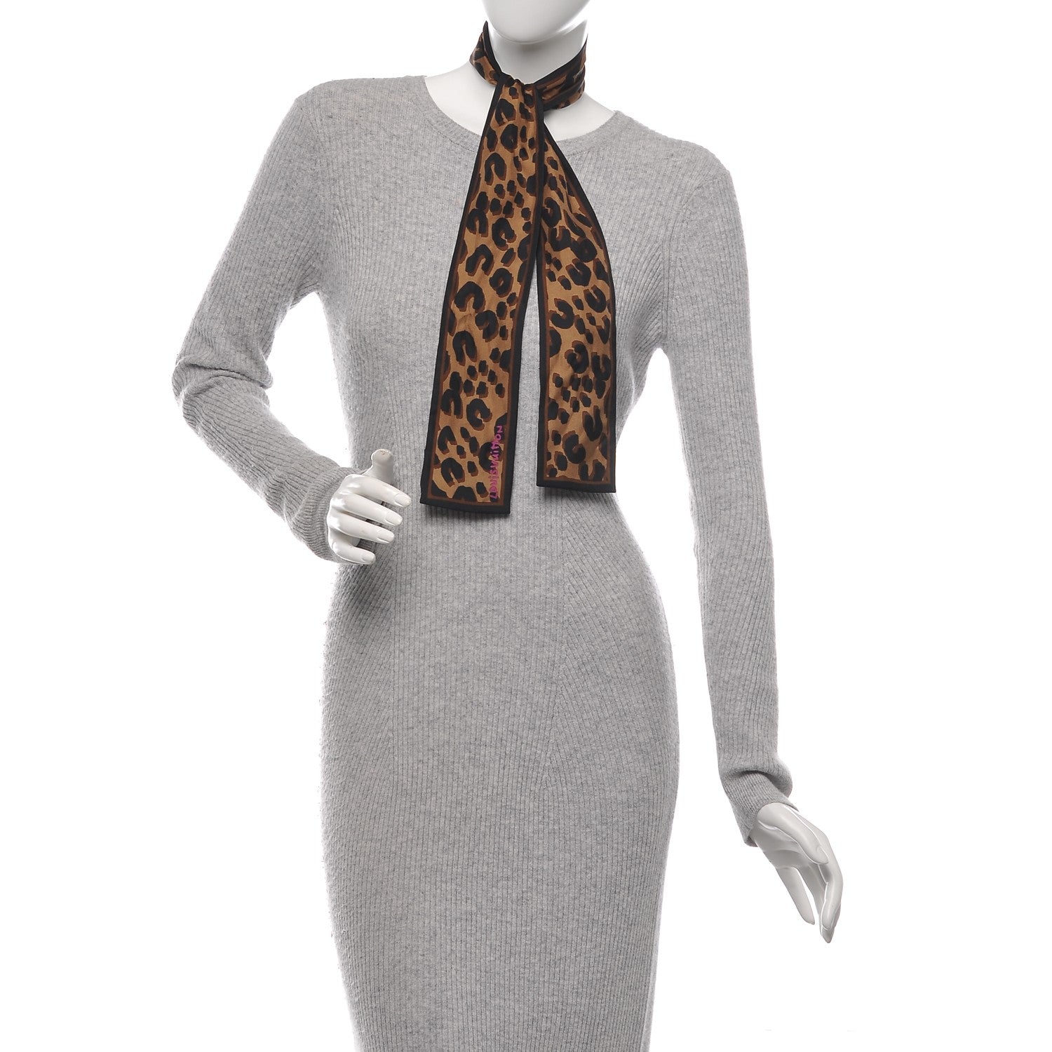 Louis Vuitton Silk Leopard Bandeau Scarf Marron 2 of 5