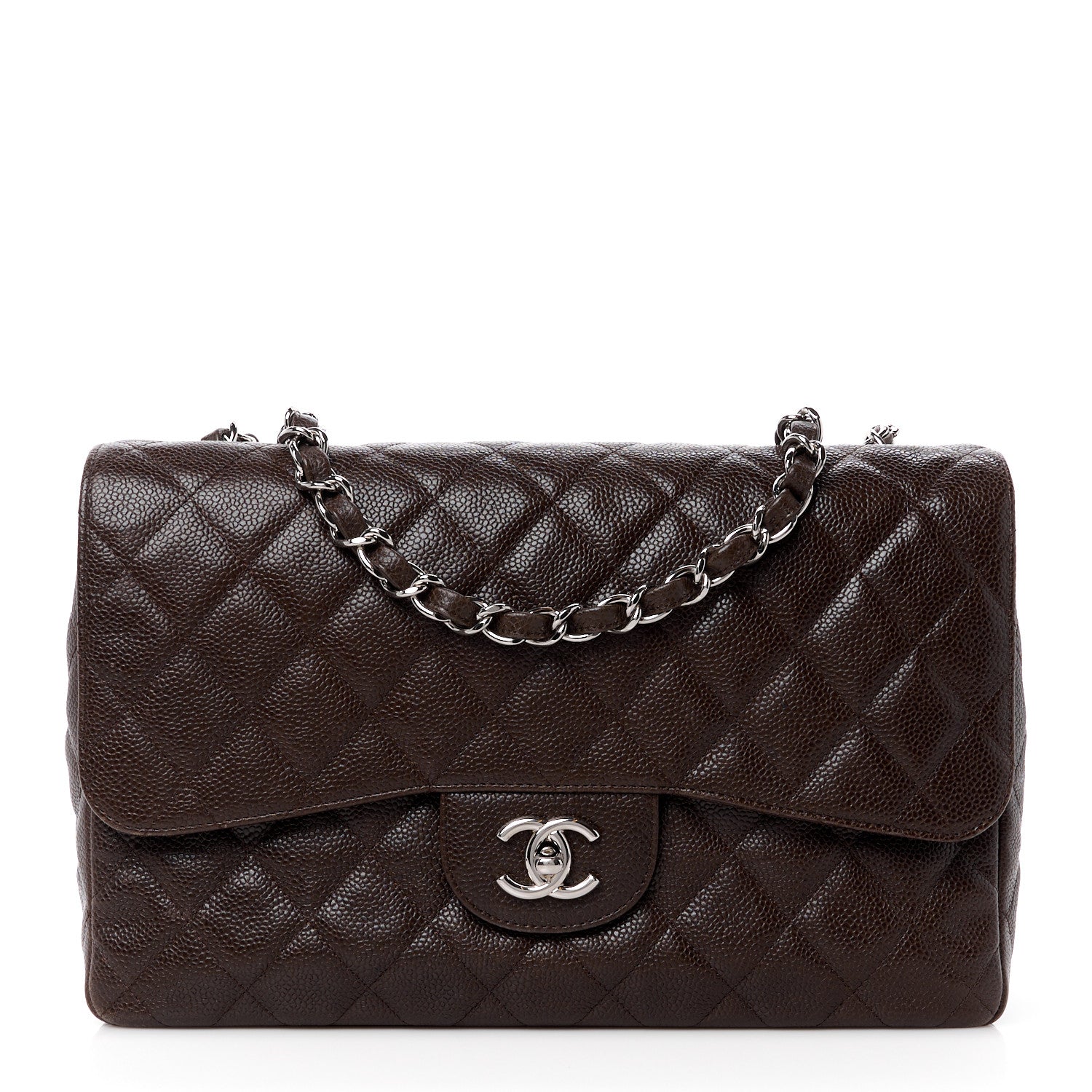 Chanel Caviar Quilted Jumbo Single Flap Dark Brown 1 of 15