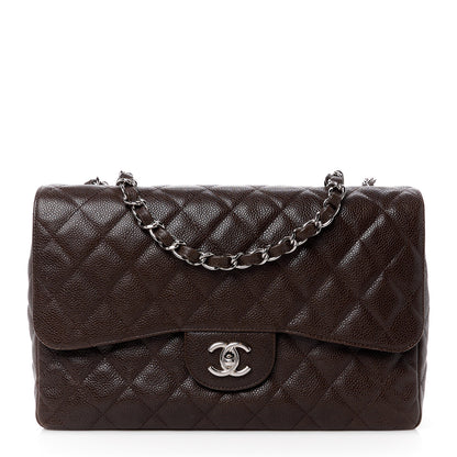 Chanel Caviar Quilted Jumbo Single Flap Dark Brown 1 of 15
