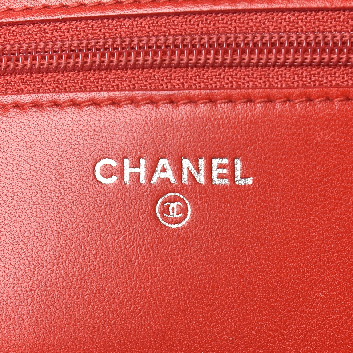 Chanel Lambskin Camellia Embossed Wallet On Chain WOC Red 5 of 17