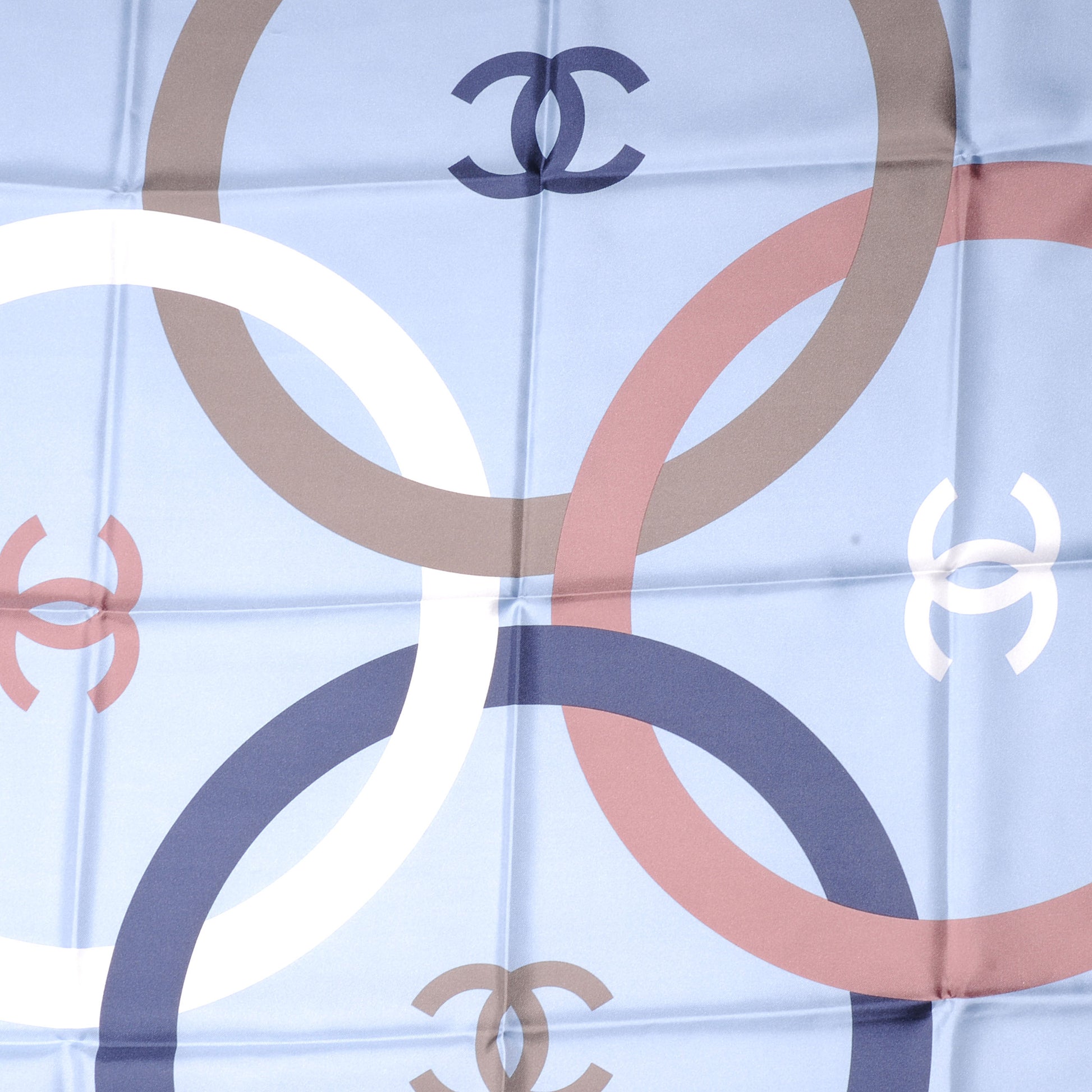 Chanel Silk CC Logo Square Scarf Multicolor Blue 1 of 4