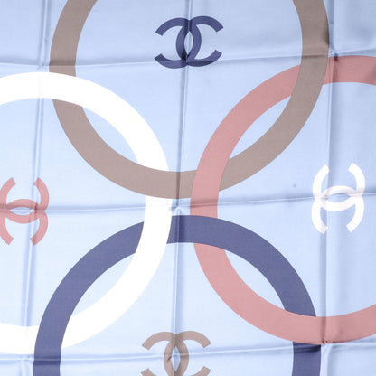 Chanel Silk CC Logo Square Scarf Multicolor Blue 1 of 4