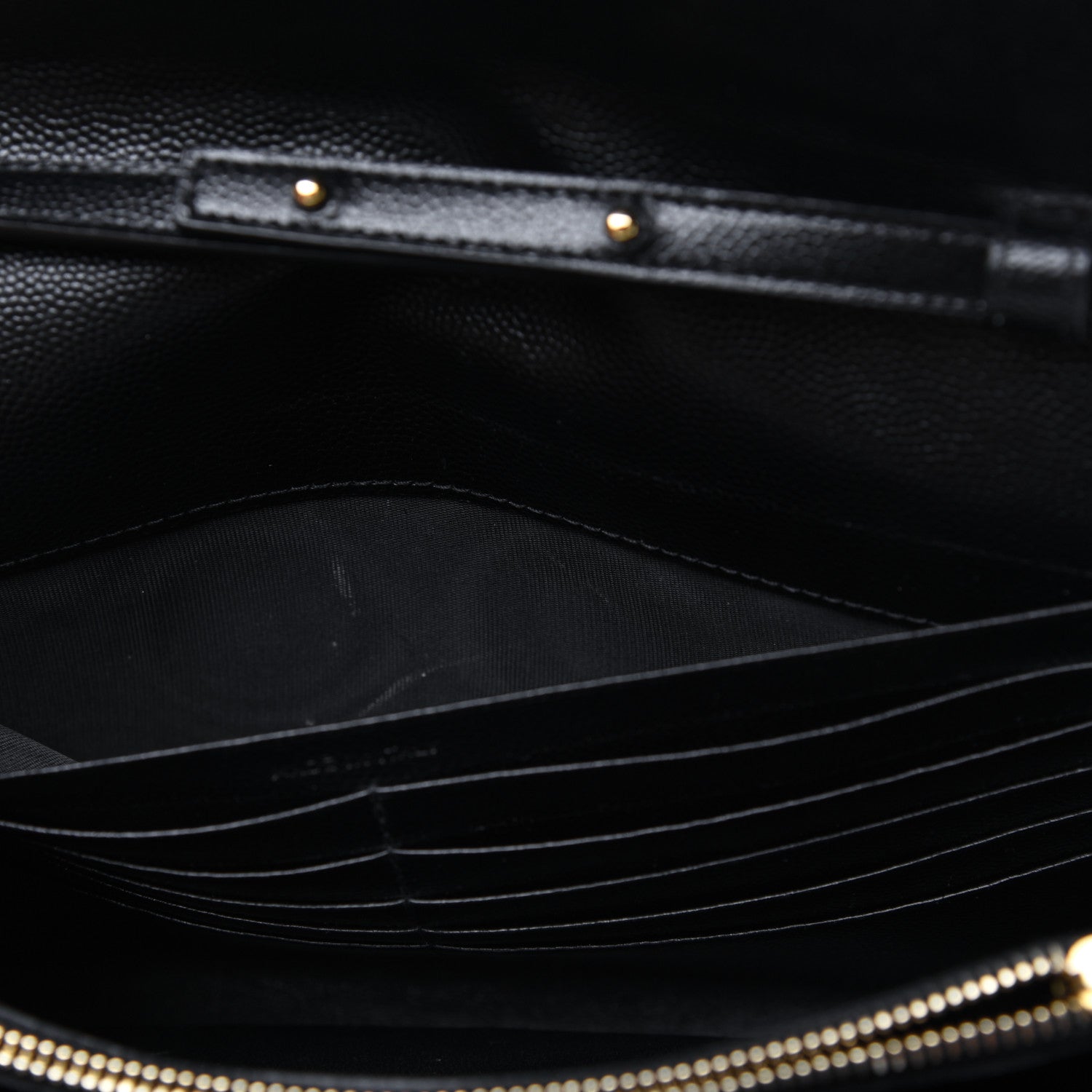 Saint Laurent Grain De Poudre Matelasse Chevron Monogram Chain Wallet Black 11 of 19