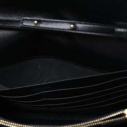 Saint Laurent Grain De Poudre Matelasse Chevron Monogram Chain Wallet Black 11 of 19