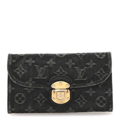 Louis Vuitton Denim Amelia Wallet Black 1 of 6