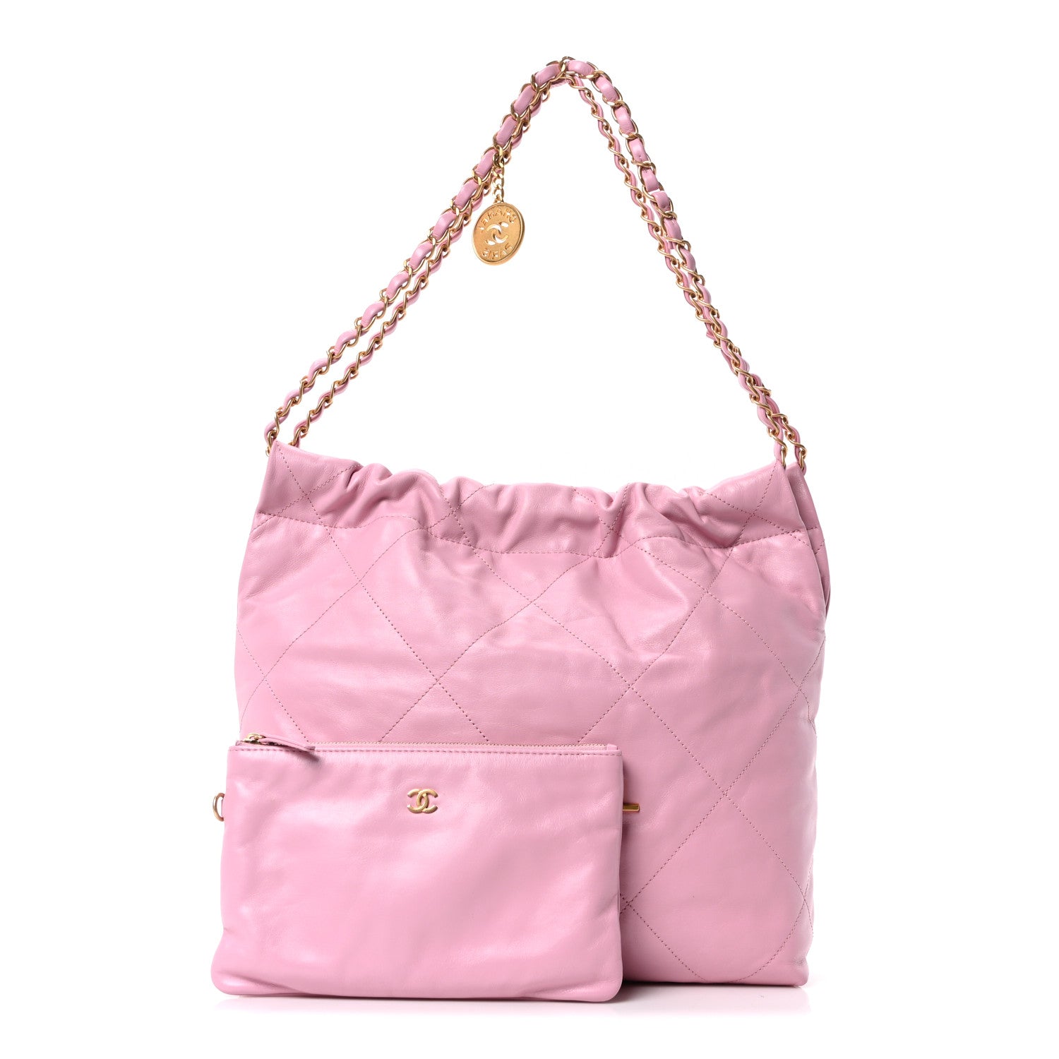 Chanel Shiny Calfskin Quilted Small Chanel 22 Dark Pink 3 of 11