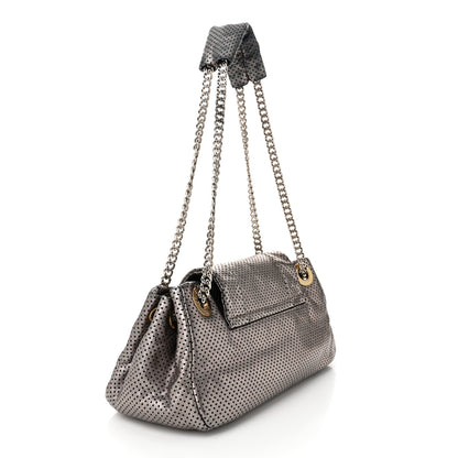 Chanel Metallic Crackled Calfskin Perforated Drill Shoulder Bag Silver 3 of 10